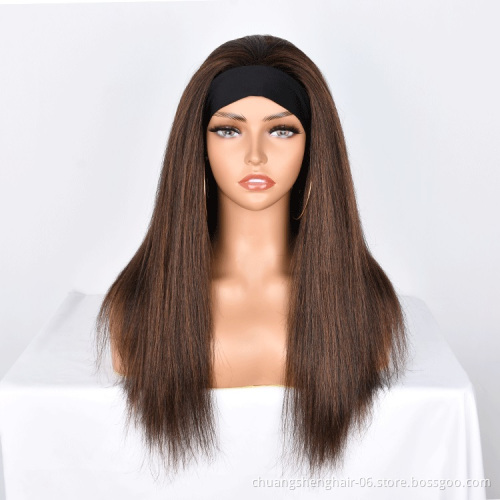 Hot sale supplier synthetic headband straight long wigs for black women 20 inches high quality No Glue toupee hair